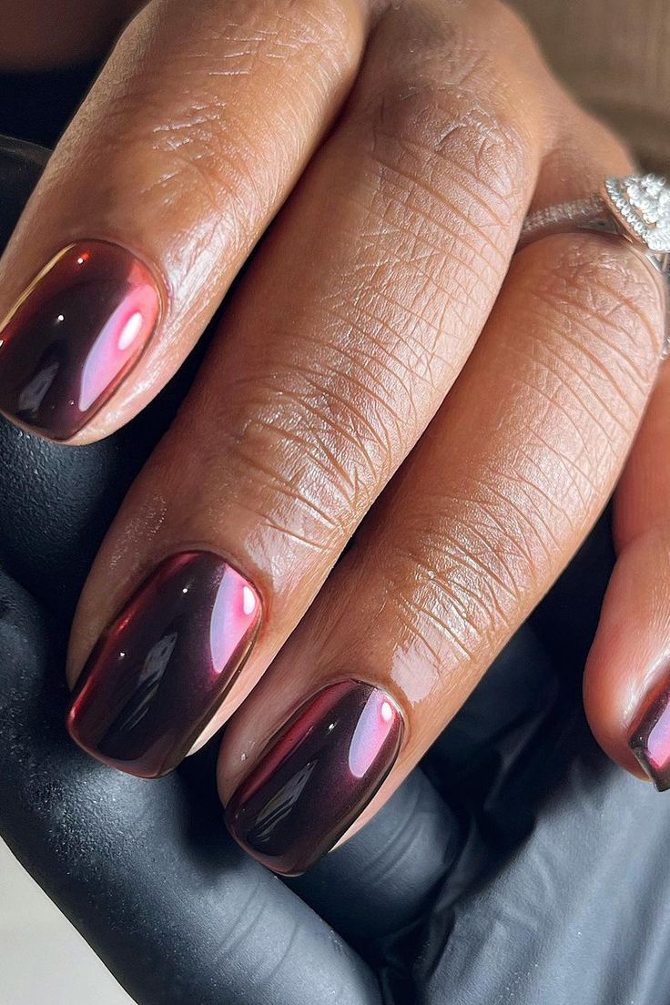 Chic Burgundy Ombre Nail Design with Glossy Finish for Versatile Elegance.