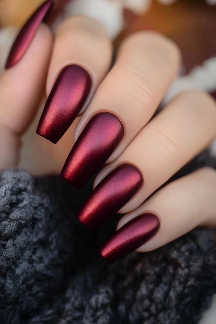 Sophisticated Matte Burgundy Nails: Bold Elegance for Any Formal Occasion.