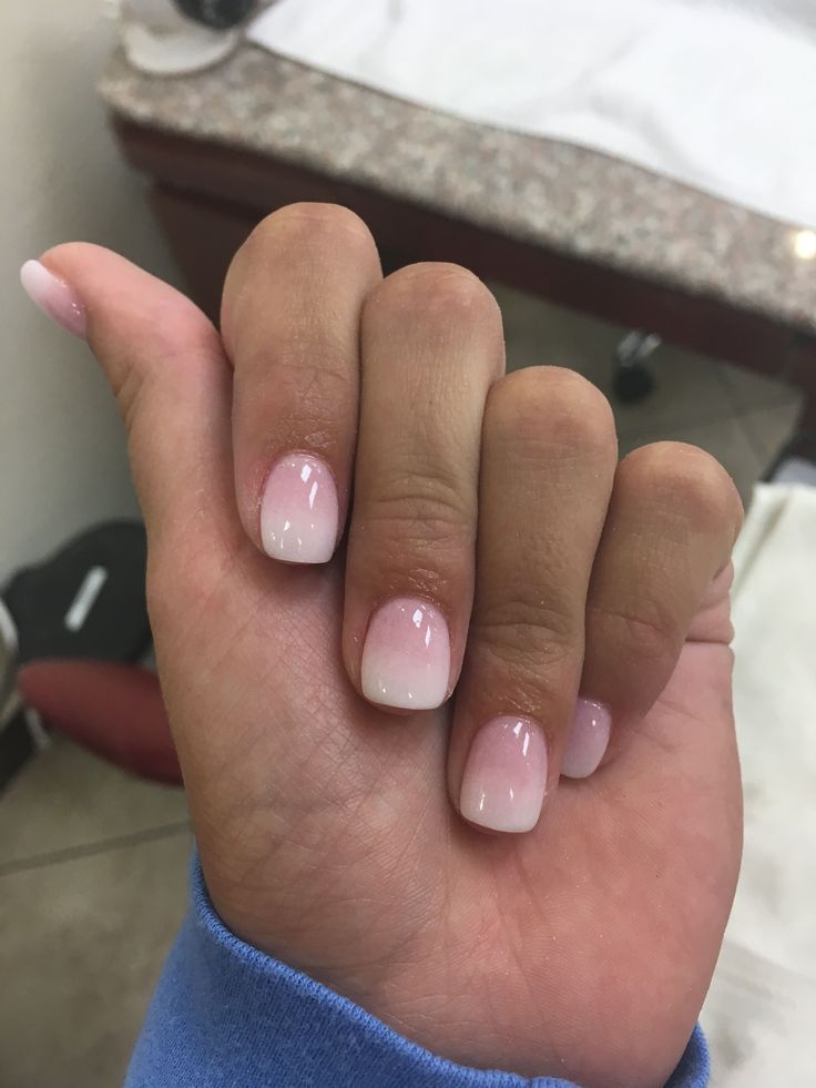 Elegant Soft Ombre Nails: A Versatile Blend of Pink and Nude.