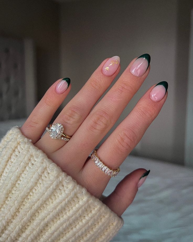 Chic Floral Pink and Green French Manicure for Any Occasion