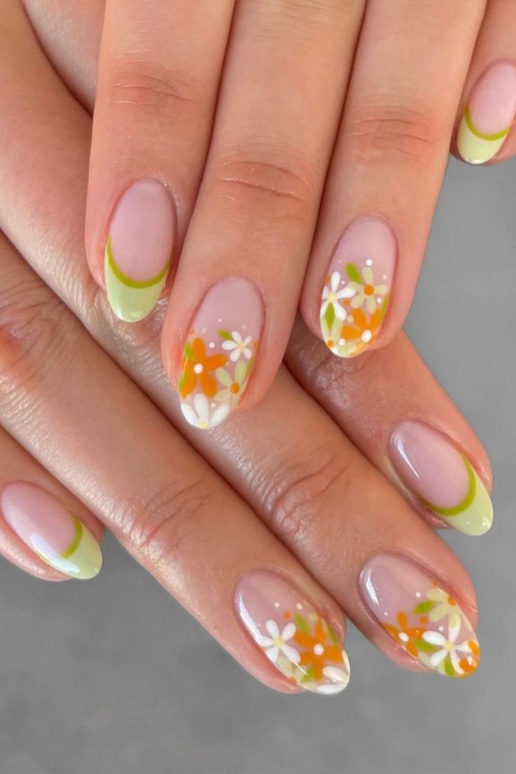 Spring-Inspired Floral Nail Design with Vibrant Colors for a Playful Look.