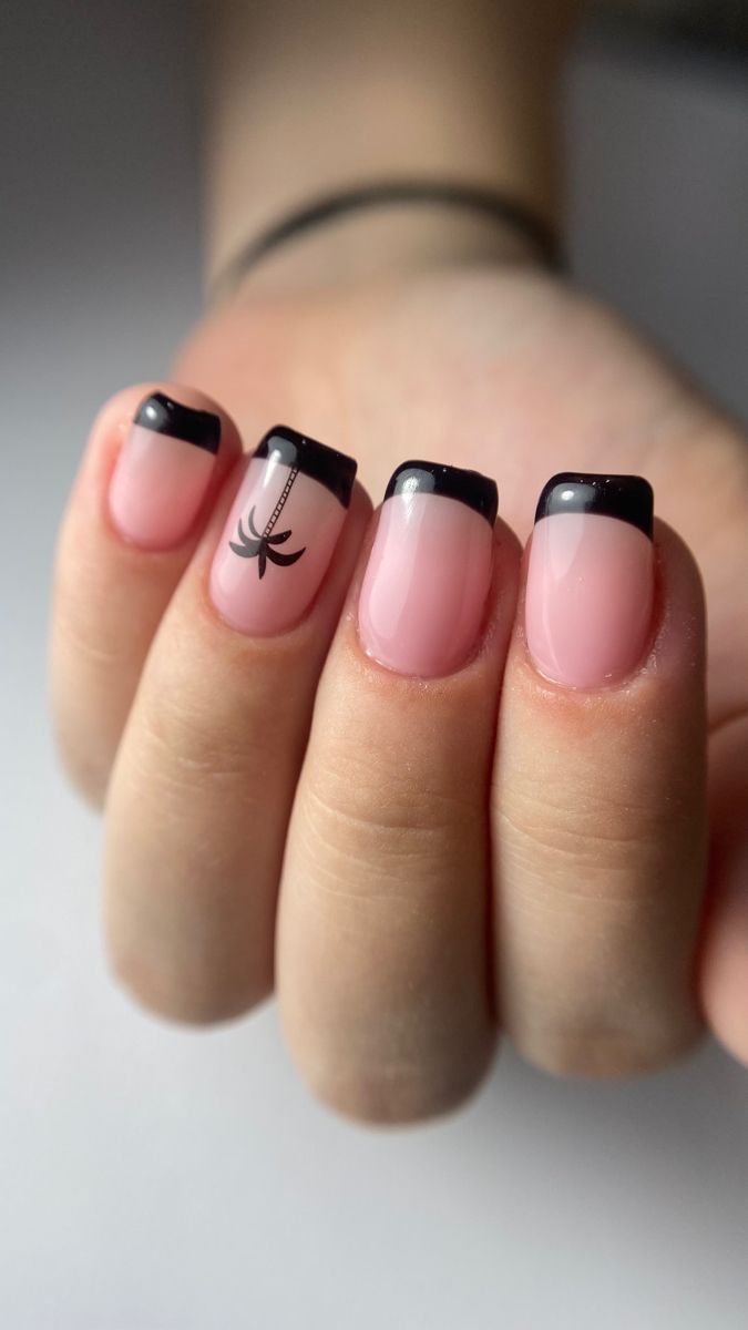 French Tip With Palm Tree Nails