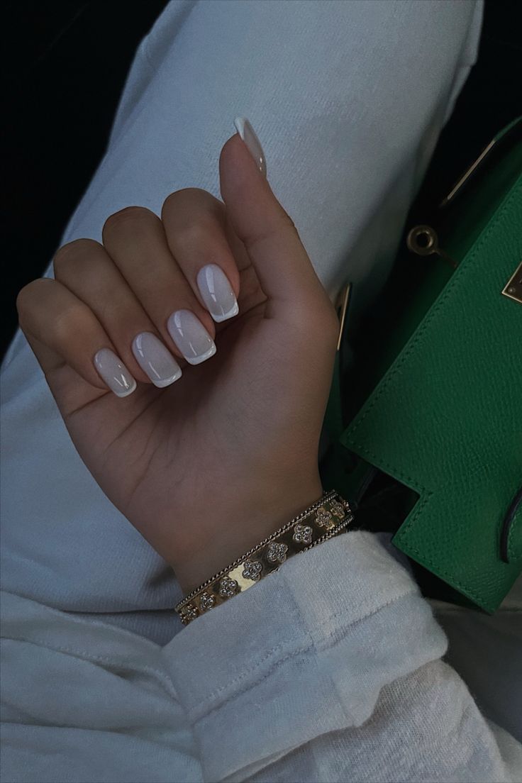 Chic French Manicure: Elegant Nail Design with Soft Pink Base and White Tips