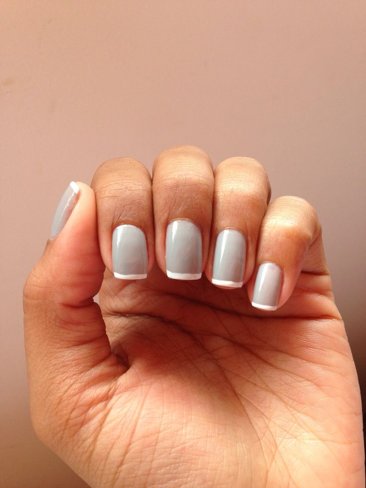 Sophisticated Soft Gray French Tip Nail Design for Any Occasion.