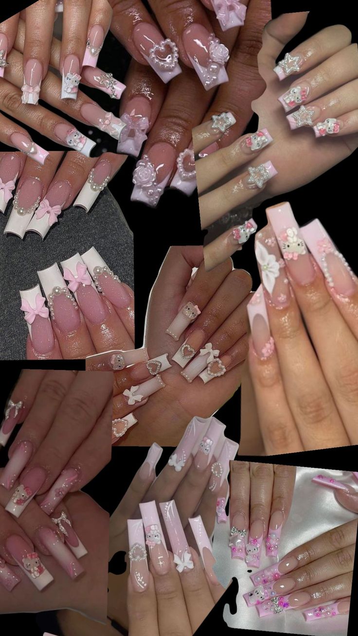 Pastel Pink Nail Designs: Intricate Embellishments for Creative Expression.