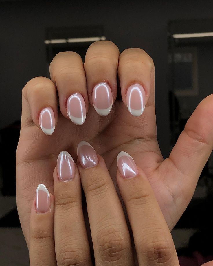 Elegant Soft Pink and White Tip Nail Design for a Chic Look.