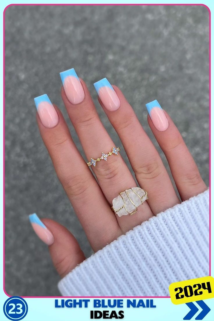 Chic Light Blue French Tip Nails: A Sophisticated and Playful Design for Any Occasion.