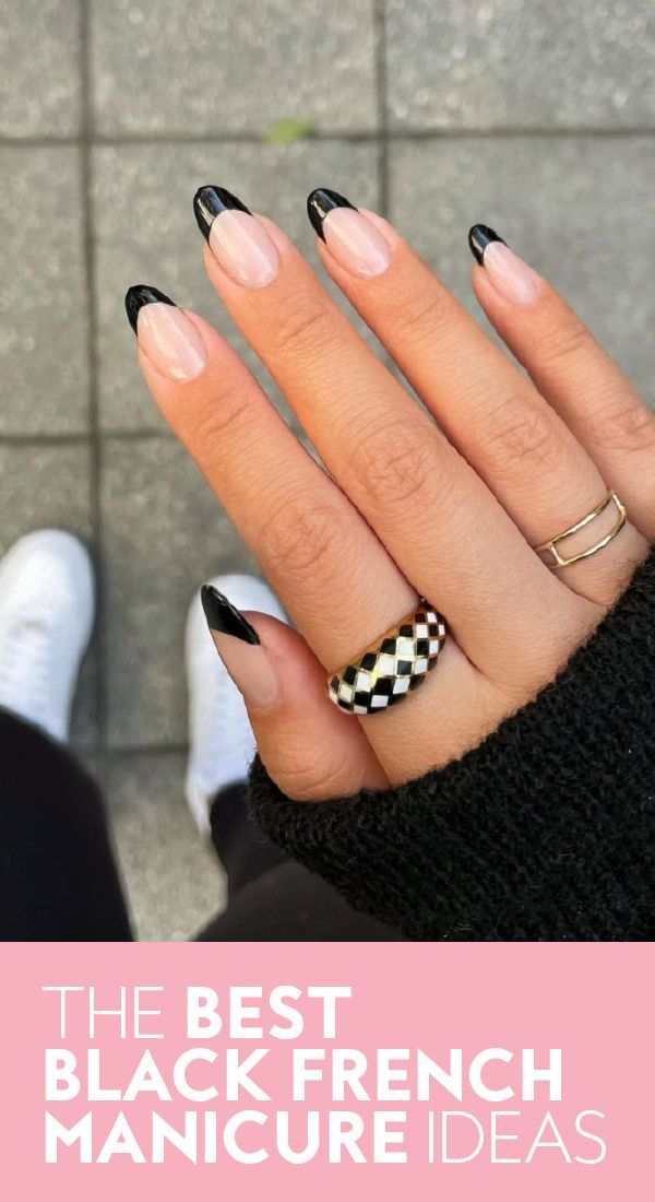 Chic Black French Manicure: A Bold Twist on Classic Elegance.