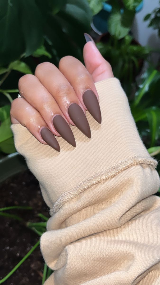 Chic Matte Brown Almond Nails: A Versatile Touch for Modern Minimalism