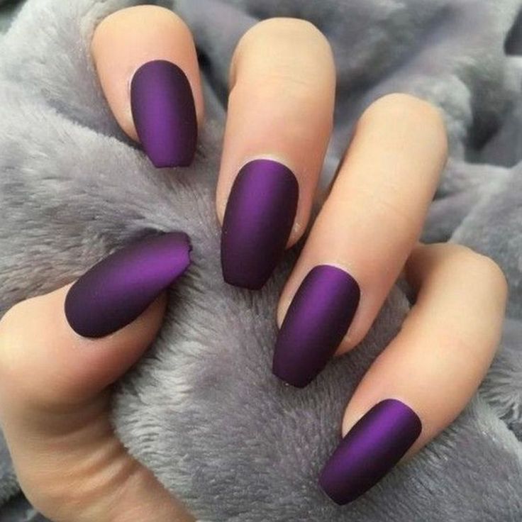 Striking Deep Purple Gradient Matte Nails for a Bold and Sophisticated Look.