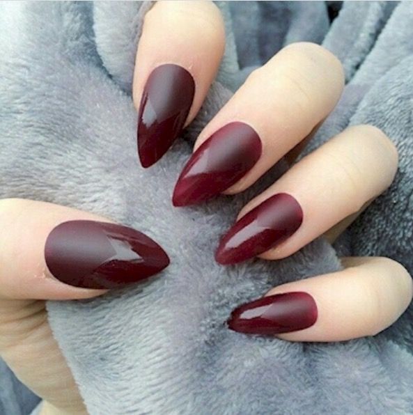 Sophisticated Crimson Almond-Shaped Nails for a Bold Evening Look