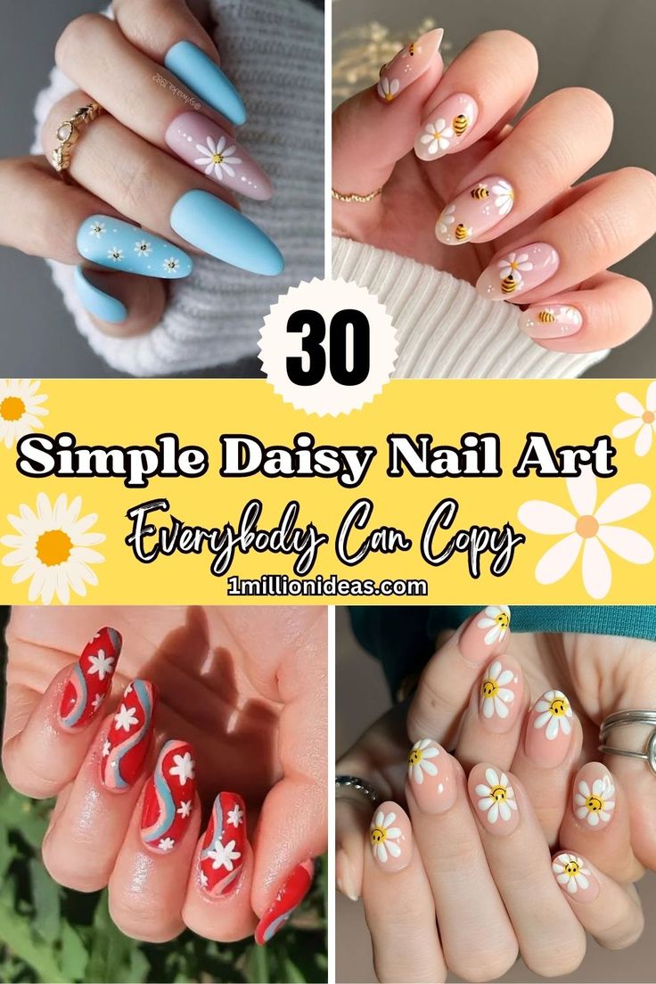 Cheerful Colorful Daisy Nail Art Designs for Effortless Replication.