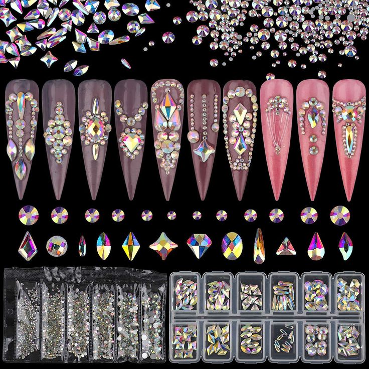 Elegant Tapered Nail Art Designs with Sparkling Rhinestones in Deep Mauve and Soft Pink