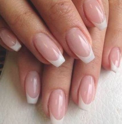 Sophisticated French Manicure: Soft Pink Base with Crisp White Tips for Elegant Style