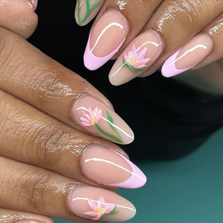 Nails With Lotus Flower