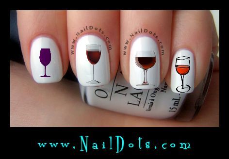 Elegant Wine-Themed Nail Art for Stylish Occasions.