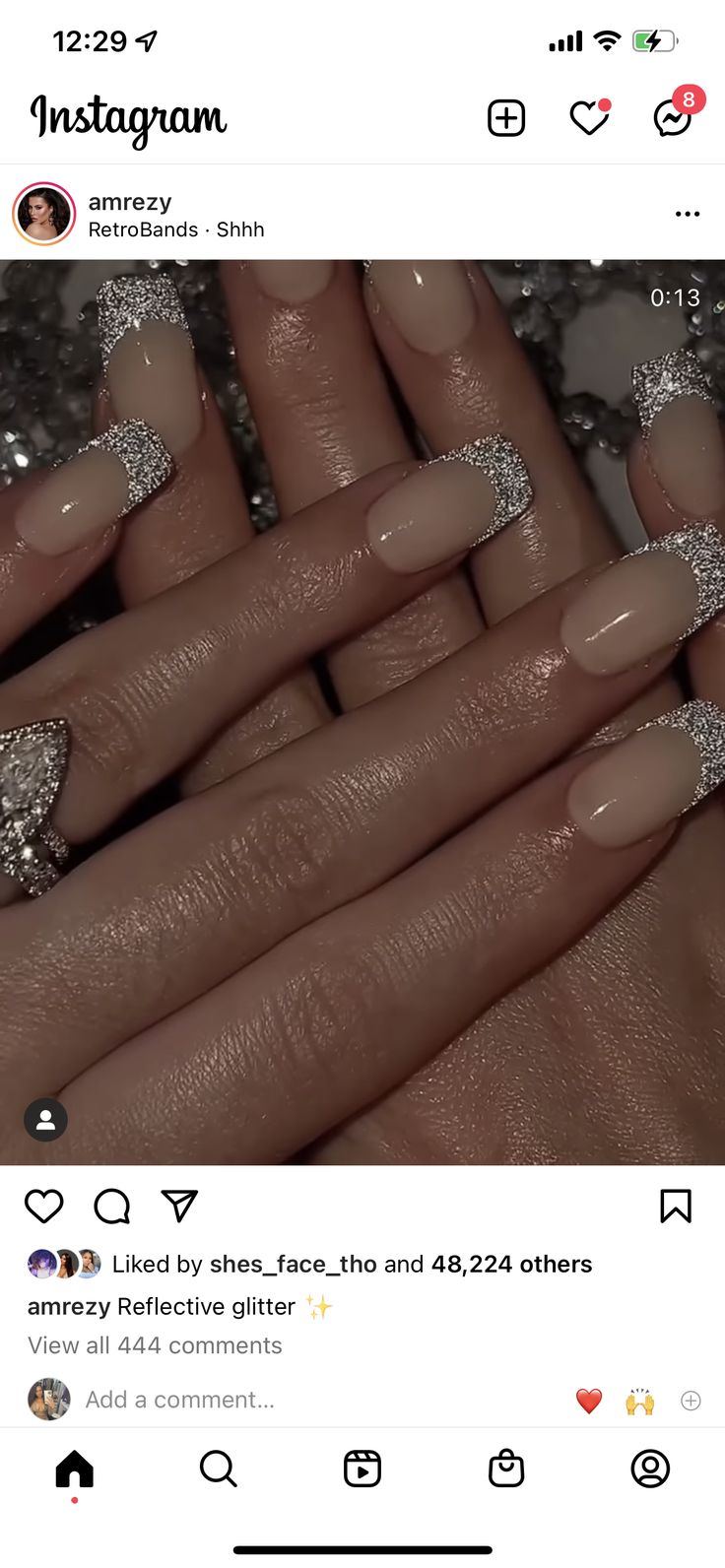 Elegant Glittering Nails: A Perfect Balance of Sophistication and Shine