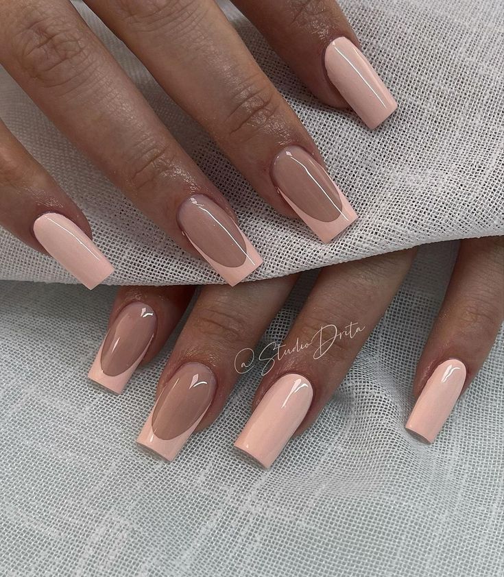 Chic Sophistication: Elegant Soft Pink Nail Design with Glossy and Matte Finishes