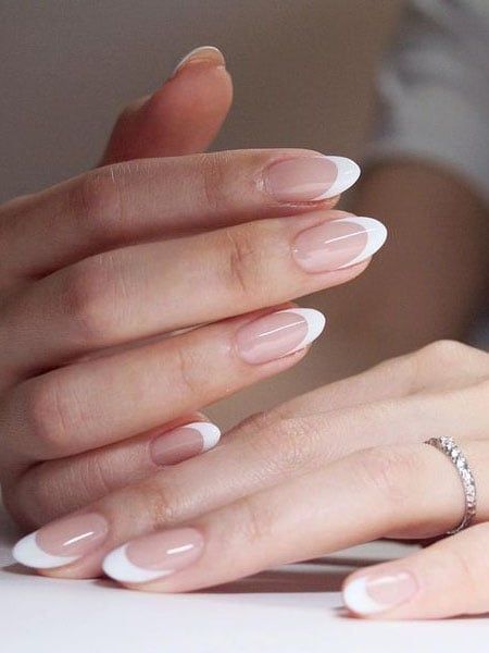 Timeless Elegance: Classic French Manicure with Soft Beige and Crisp White Tips