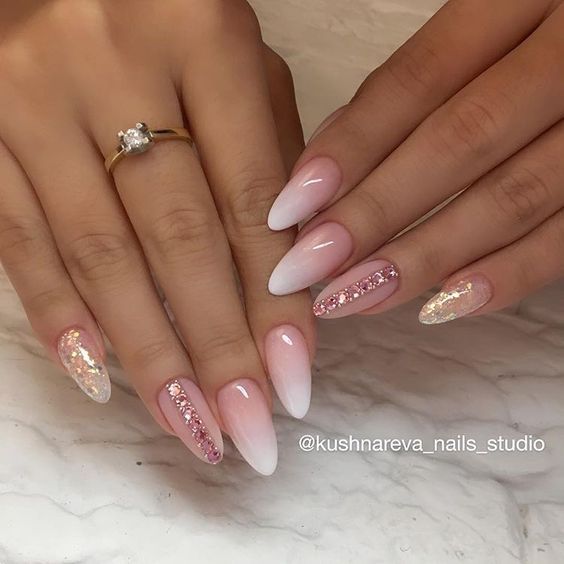 Sophisticated Ombre Nail Design with Sparkling Accents for Every Occasion.