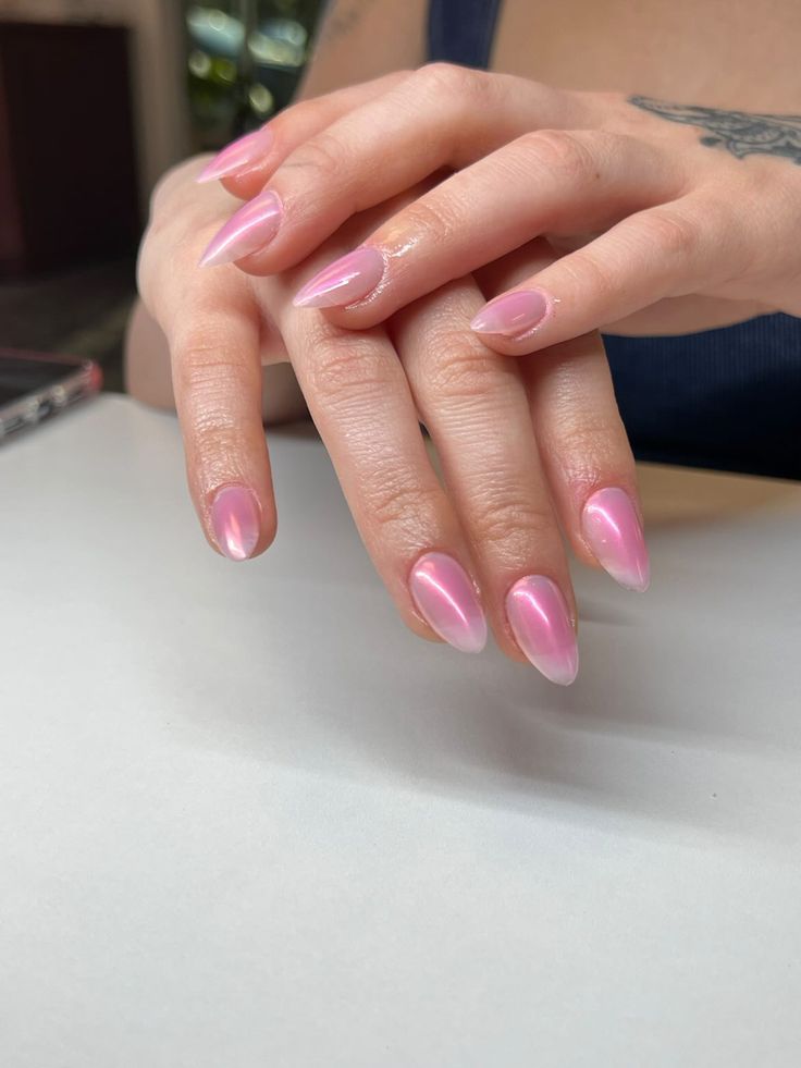 Sophisticated Pink Ombre Nails: A Perfect Blend of Playful Elegance.