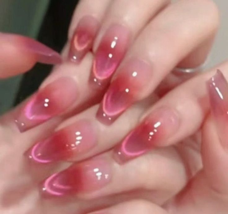 Elegant Ombre Nail Design: Clear to Soft Pink Gradient with Glossy Finish