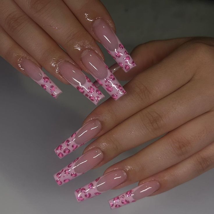 Captivating Floral Pink-Tipped Nail Art for a Stylish Statement