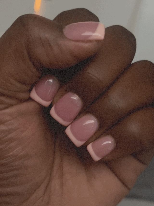 Sophisticated Soft Pink and White Classic French Manicure Design.