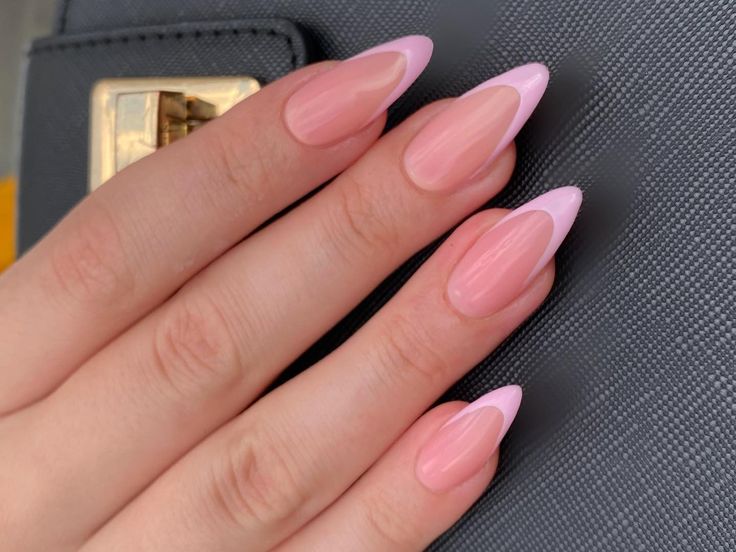 Sophisticated Almond-Shaped Nails with Soft Pink Gradient and Light Pink French Tips