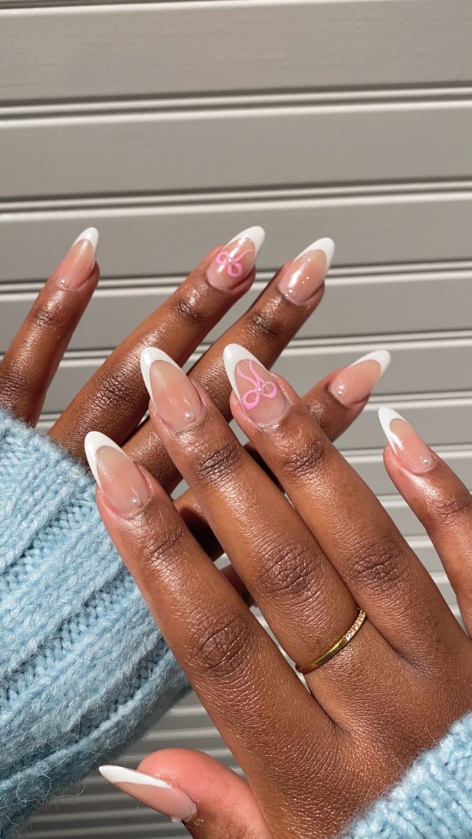 Chic Nail Design: Modern French Tip with Elegant Accents