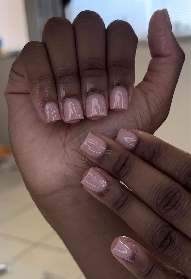 Chic and Versatile Elegant Nude Nail Design in Soft Pink.