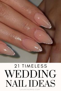 Sophisticated Nude Base Wedding Nails with Delicate Glitter Tips for Timeless Elegance