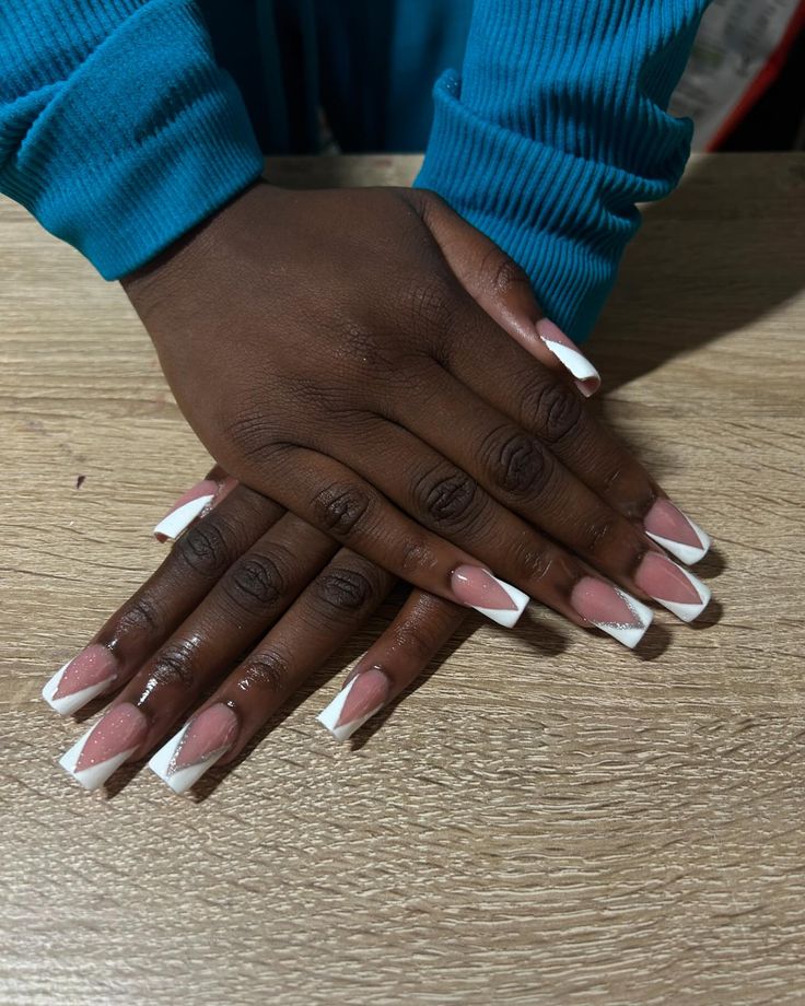 Chic Almond-Shaped French Manicure with a Modern Twist