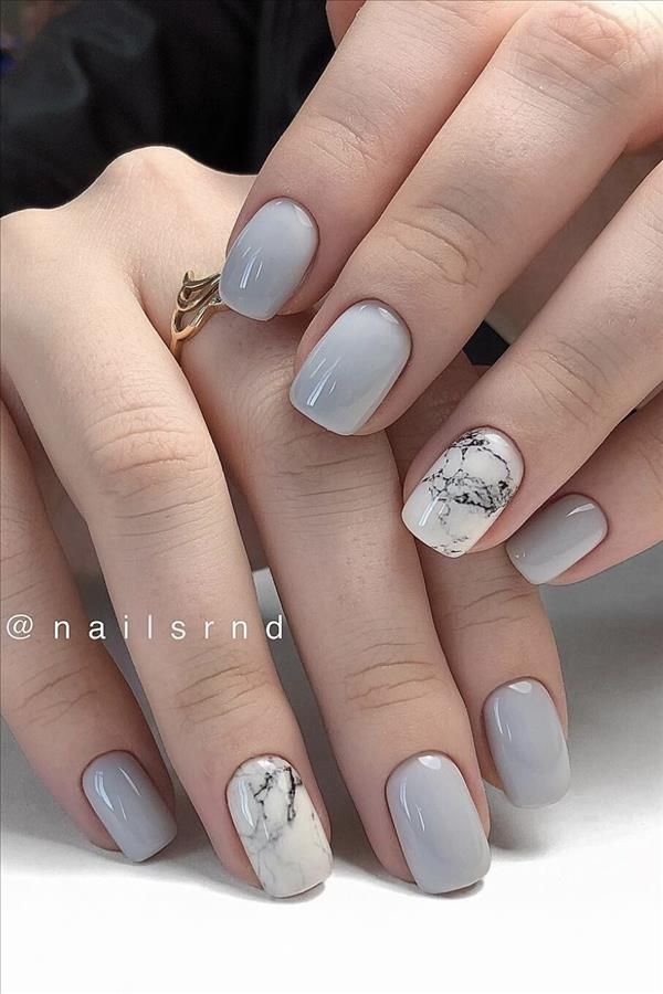 Chic Gray Marble Nail Design: Sophisticated Elegance for Any Occasion.