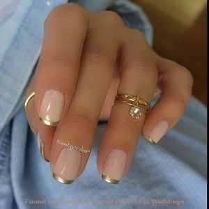 Chic Elegant Nude Nails with Subtle Gold Tips for Versatile Sophistication