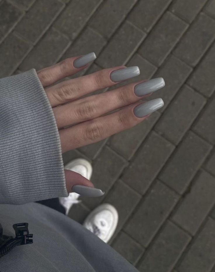 Sleek Gray Long Nails: A Modern Touch for Effortless Chic Style