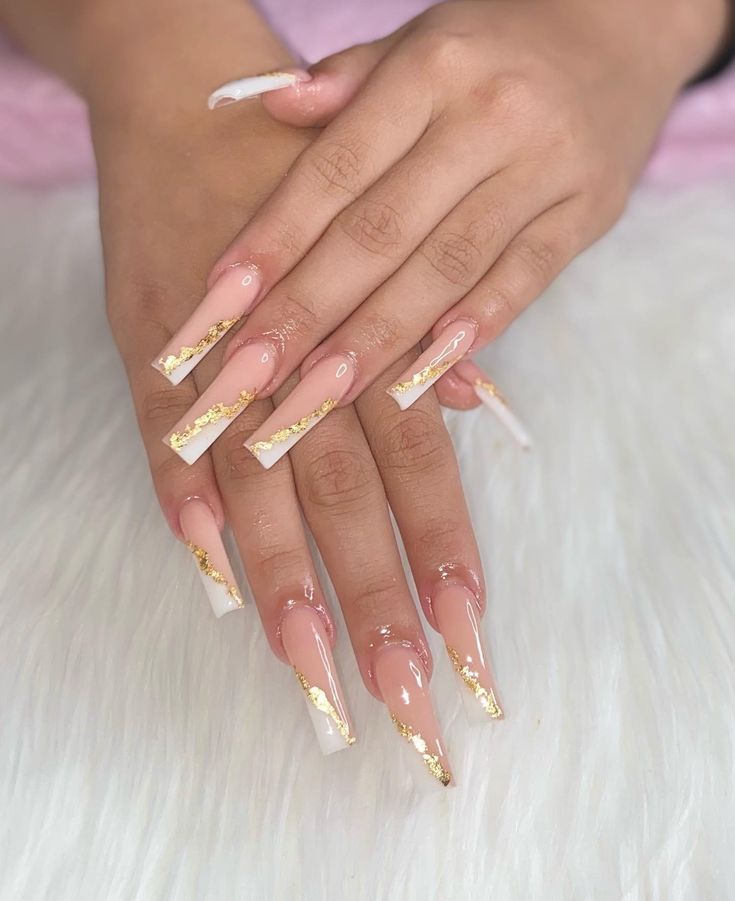 Sophisticated Long Square Nail Design with Glossy Finish and Luxe Accents.