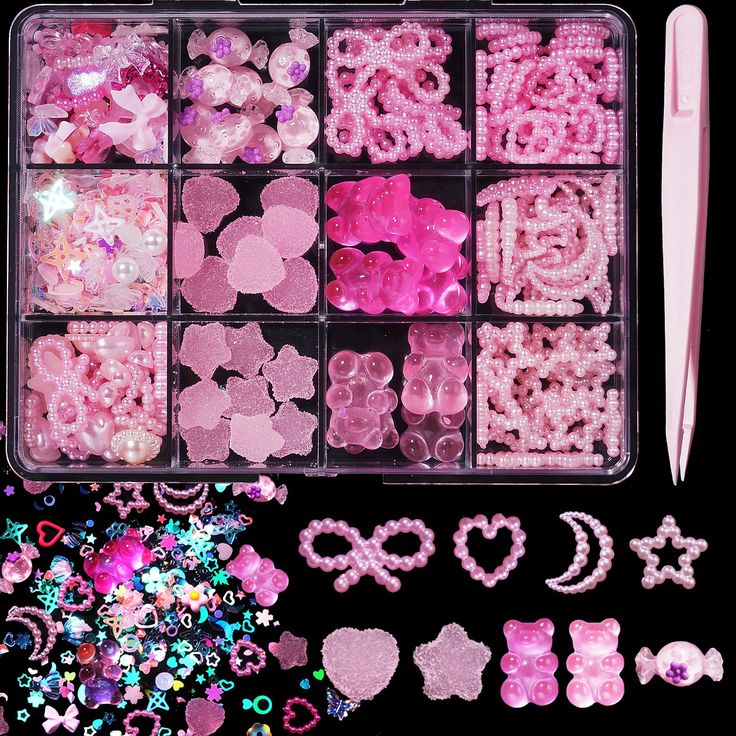 Versatile Pink-Themed Nail Art Embellishments Kit for Creative Manicure Customization.