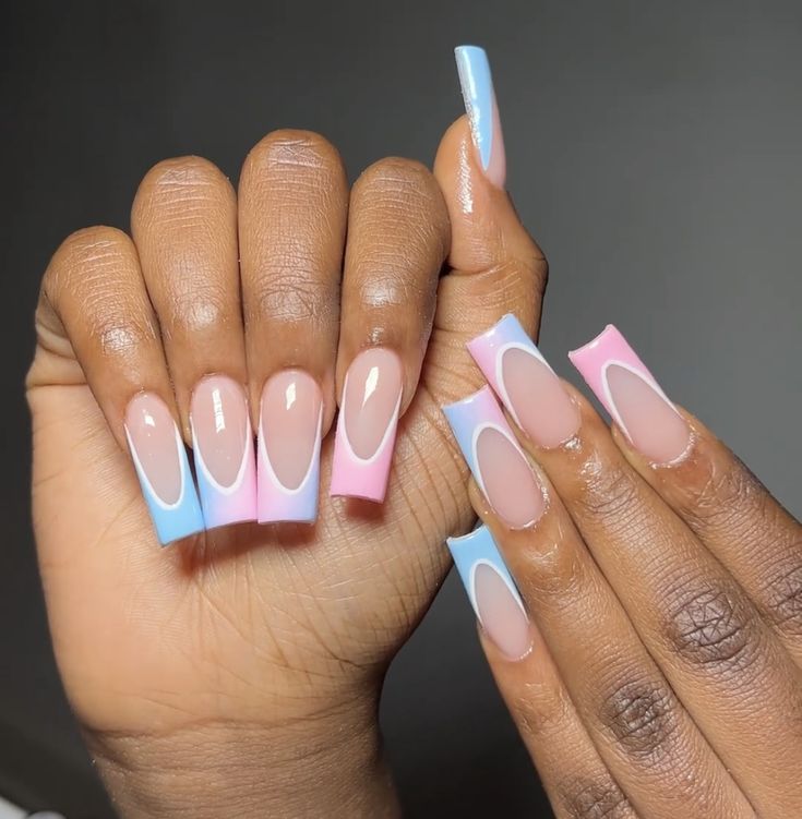 Charming Pastel Nail Design with Geometric Accents for a Sophisticated Look.