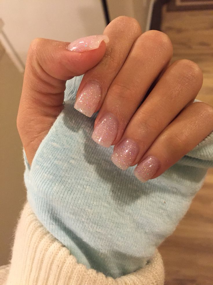 Chic Soft Pink Shimmer Nail Design: Elegant Square Shape for Any Occasion