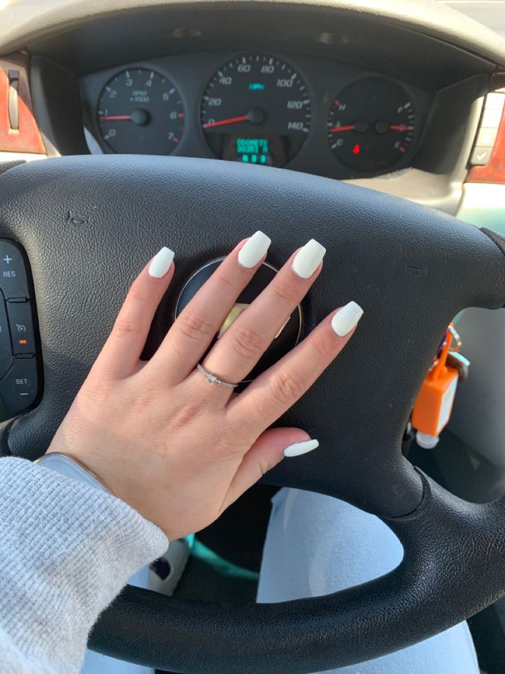 Chic Square-Shaped White Nails: A Versatile Modern Aesthetic