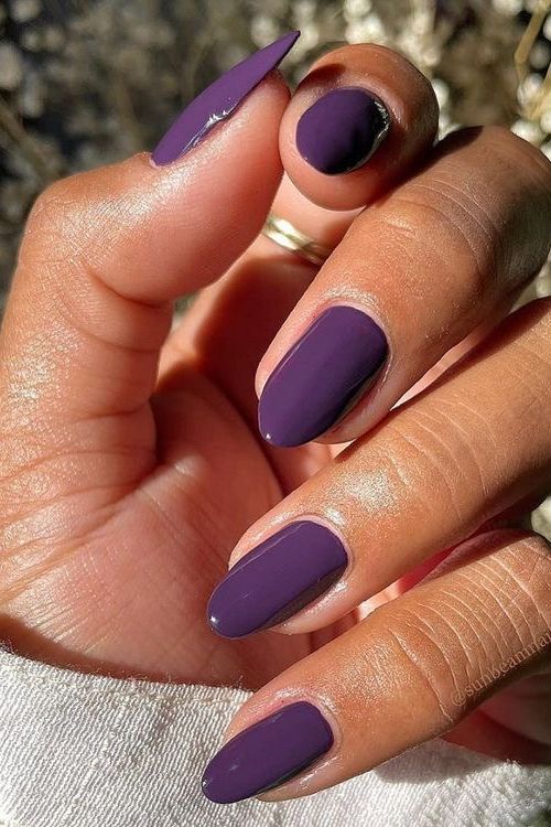 Chic and Sophisticated Deep Purple Nail Design with Glossy Finish