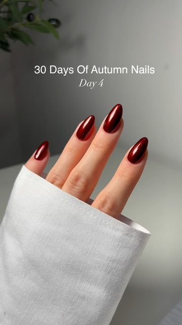 Elegant Glossy Burgundy Almond Nails: A Perfect Autumn Statement.