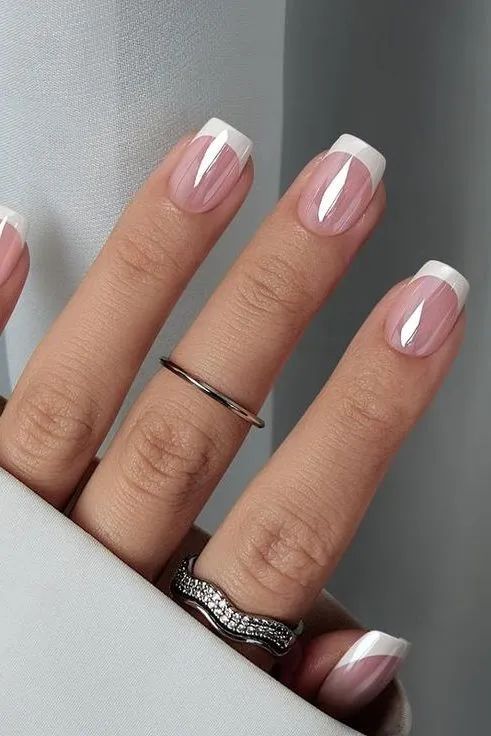 Sophisticated French Tip Nail Design with Minimalist Accents.