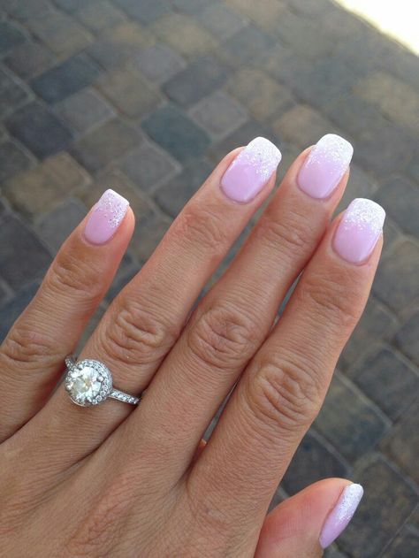 Elegant Gradient Nail Design with Shimmering Pink to White Tips for Any Occasion.