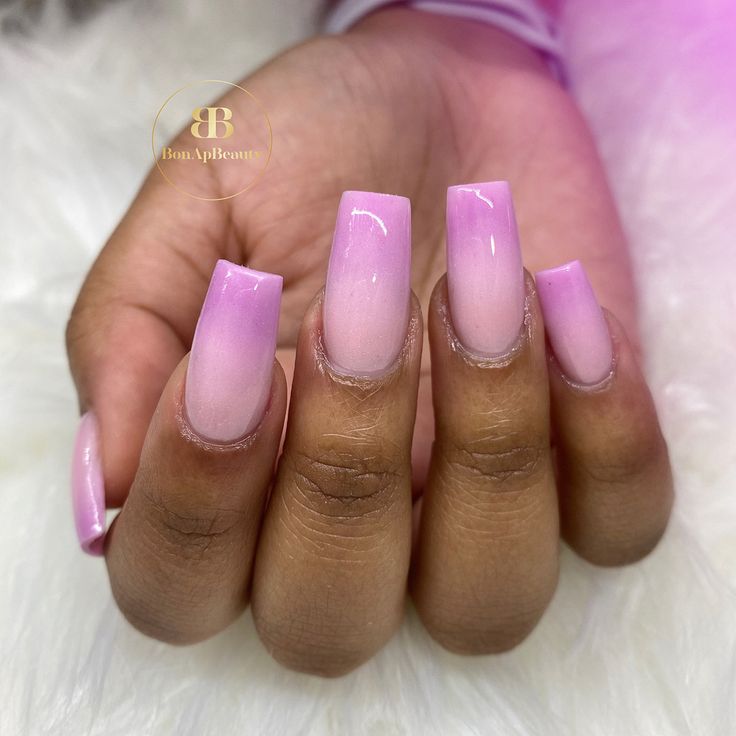 Elegant Gradient Ombre Nails: Light Pink to Deep Shade with Modern Square Tips