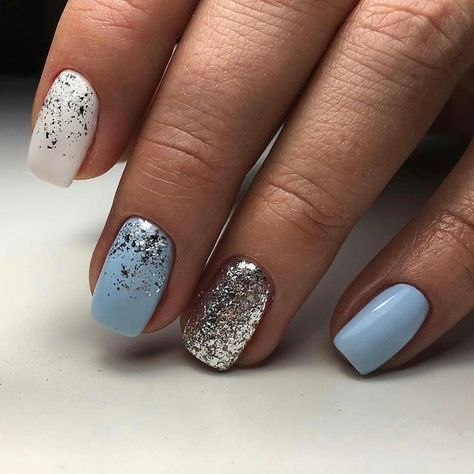 Chic Pastel Nail Design with Shimmering Accents for a Trendy Look