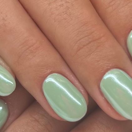 Glossy Soft Mint Green Nails: Elegance Perfect for Any Occasion.