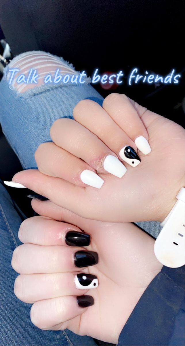 Chic Yin-Yang Nail Design Celebrating Balance and Individuality.