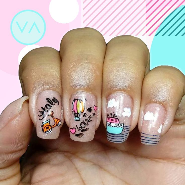 Whimsical Pastel Nail Design Evoking Adventure and Joy